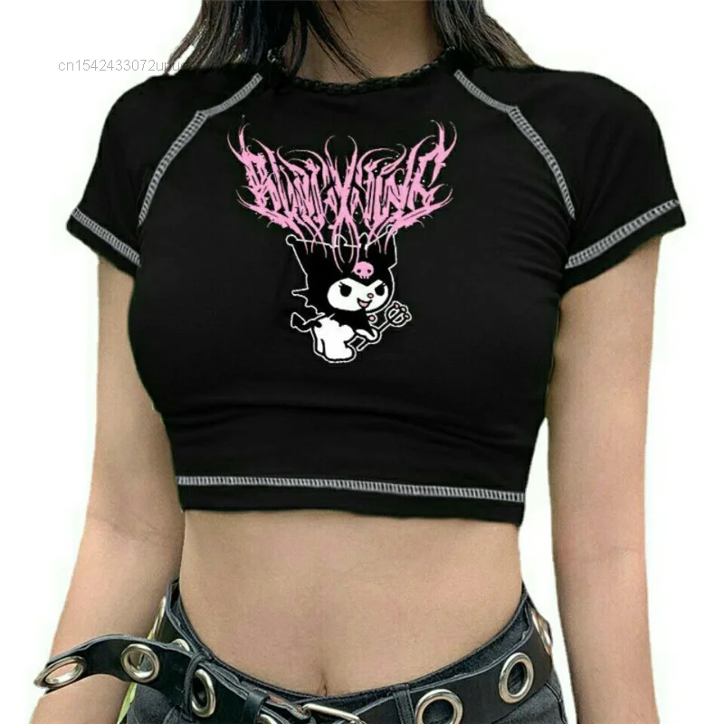 Sanrio Kuromi Punk Style Vintage Fashion Print Short Expose Navel T-shirt Summer Crop Top Women Korean Clothes Short Sleeve Tees
Sanrio Kuromi Punk Style Vintage Fashion Print Short Expose Navel T-shirt Summer Crop Top Women Korean Clothes Short Sleeve Tees