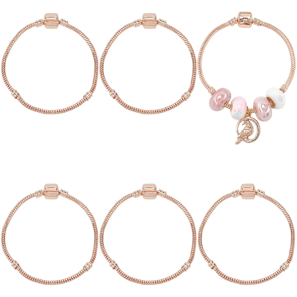 6Pcs Brass European Style Bracelet Making with Brass Clasps Rose Gold 7-1/8 inch(180mm) 3mm
6Pcs Brass European Style Bracelet Making with Brass Clasps Rose Gold 7-1/8 inch(180mm) 3mm