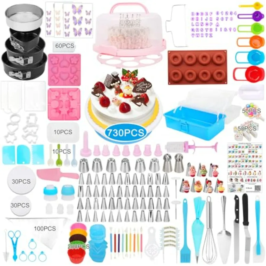 730 Pcs Cake Pop Kit Cake Decorating Supplies with Cake Carrier Holder Springform Pan Sets Toolbox Organizer Turntable Piping B
730 Pcs Cake Pop Kit Cake Decorating Supplies with Cake Carrier Holder Springform Pan Sets Toolbox Organizer Turntable Piping B