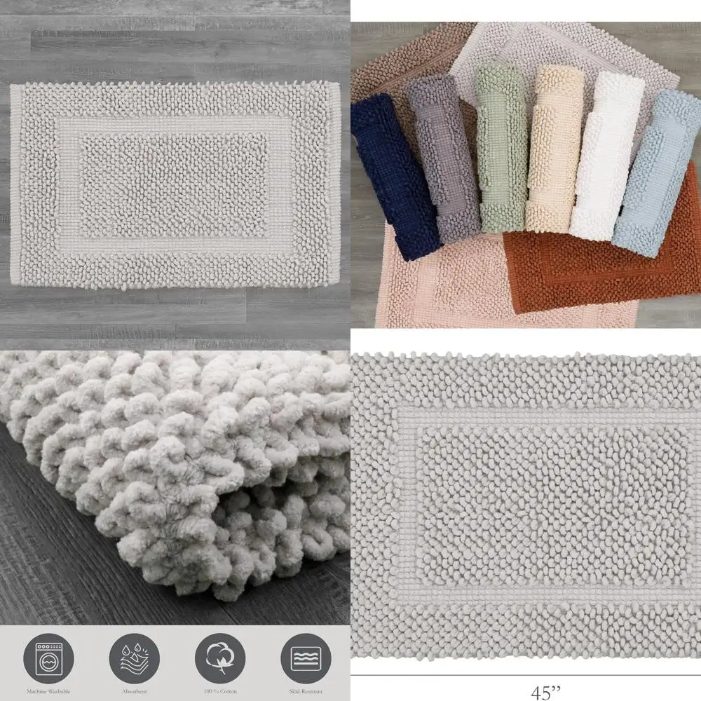 Soft Gray Chenille Cotton Skid-Resistant Plush Bath Mat, 27x45 Bathroom Rug
Soft Gray Chenille Cotton Skid-Resistant Plush Bath Mat, 27x45 Bathroom Rug