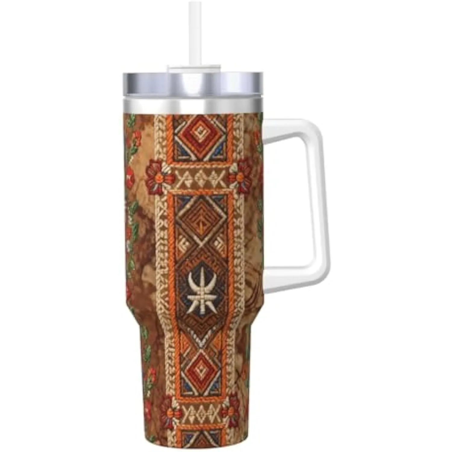 Ethnic Pattern Tumbler 40oz Stainless Steel Travel Cup With Handle And Straw Durable Insulated
Ethnic Pattern Tumbler 40oz Stainless Steel Travel Cup With Handle And Straw Durable Insulated