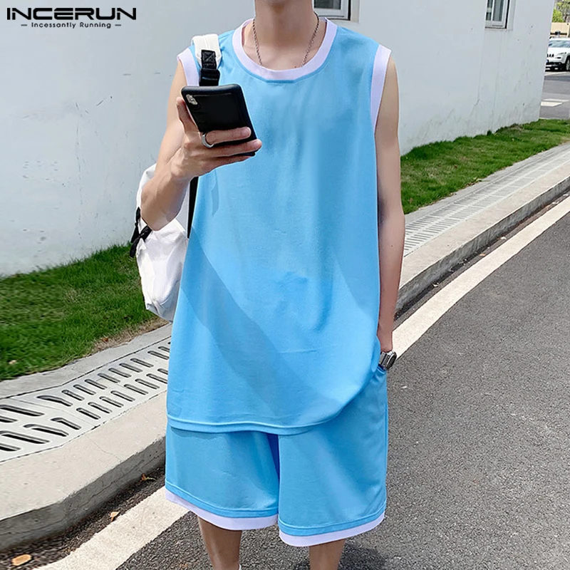 Men Sets Patchwork Summer 2025 O-neck Sleeveless Tank Tops & Shorts 2PCS Streetwear Korean Style Loose Men Casual Suits INCERUN 
Men Sets Patchwork Summer 2025 O-neck Sleeveless Tank Tops & Shorts 2PCS Streetwear Korean Style Loose Men Casual Suits INCERUN