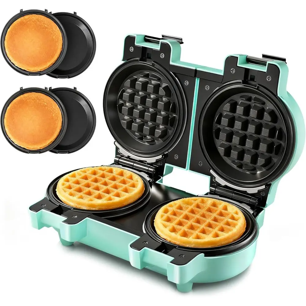 Compact 4 Dual-Function Waffle Iron & Griddle with Removable Plates, Ideal for Small Spaces and Dorms, Aqua
Compact 4 Dual-Function Waffle Iron & Griddle with Removable Plates, Ideal for Small Spaces and Dorms, Aqua