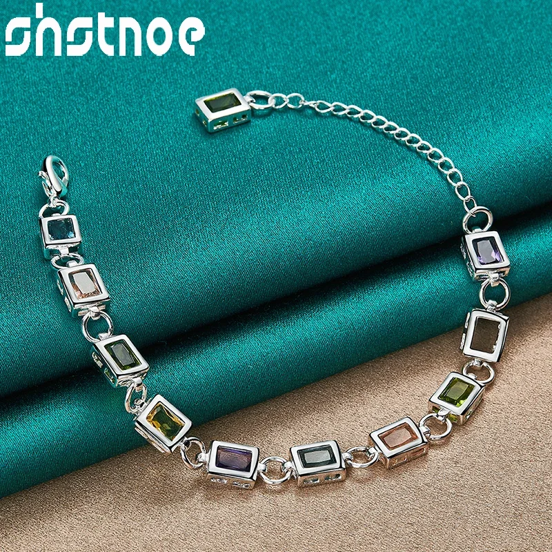 SHSTONE 925 Sterling Silver Multicolor AAA Zircon Square Chain Bracelets Luxury Noble Jewelry For Women Christmas Party Gift
SHSTONE 925 Sterling Silver Multicolor AAA Zircon Square Chain Bracelets Luxury Noble Jewelry For Women Christmas Party Gift