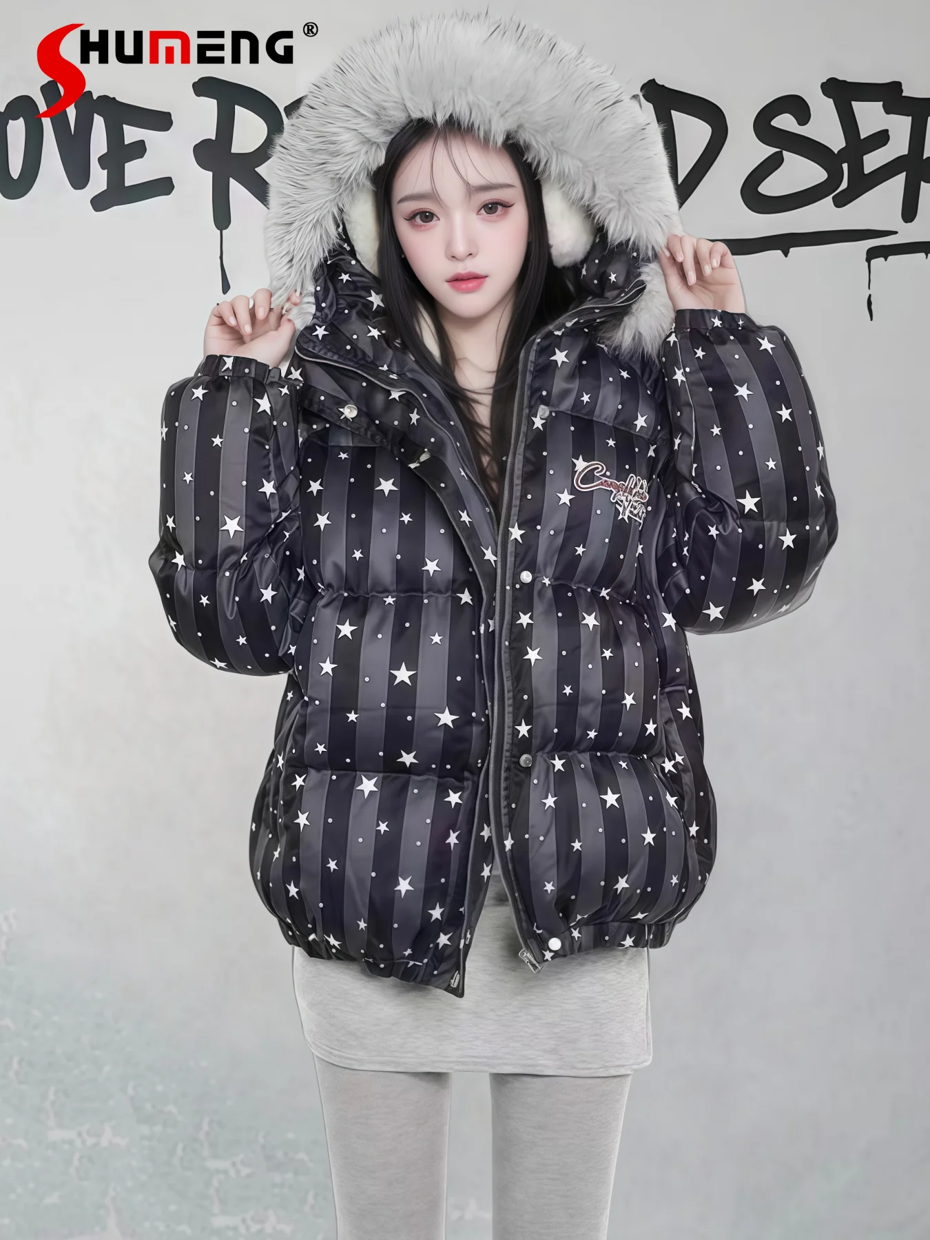 Japanese Subculture Sweet Cool Girl Star Fur Collar Hooded Jacket Parkas Women Winter Loose Thick Warm Puffer Jacket Cotton Coat
Japanese Subculture Sweet Cool Girl Star Fur Collar Hooded Jacket Parkas Women Winter Loose Thick Warm Puffer Jacket Cotton Coat