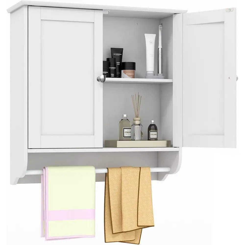 Double Door Wall-Mounted Medicine Cabinet with Adjustable Shelves and Bar, Ideal for Over Toilet Storage in Bathroom or Kitchen
Double Door Wall-Mounted Medicine Cabinet with Adjustable Shelves and Bar, Ideal for Over Toilet Storage in Bathroom or Kitchen