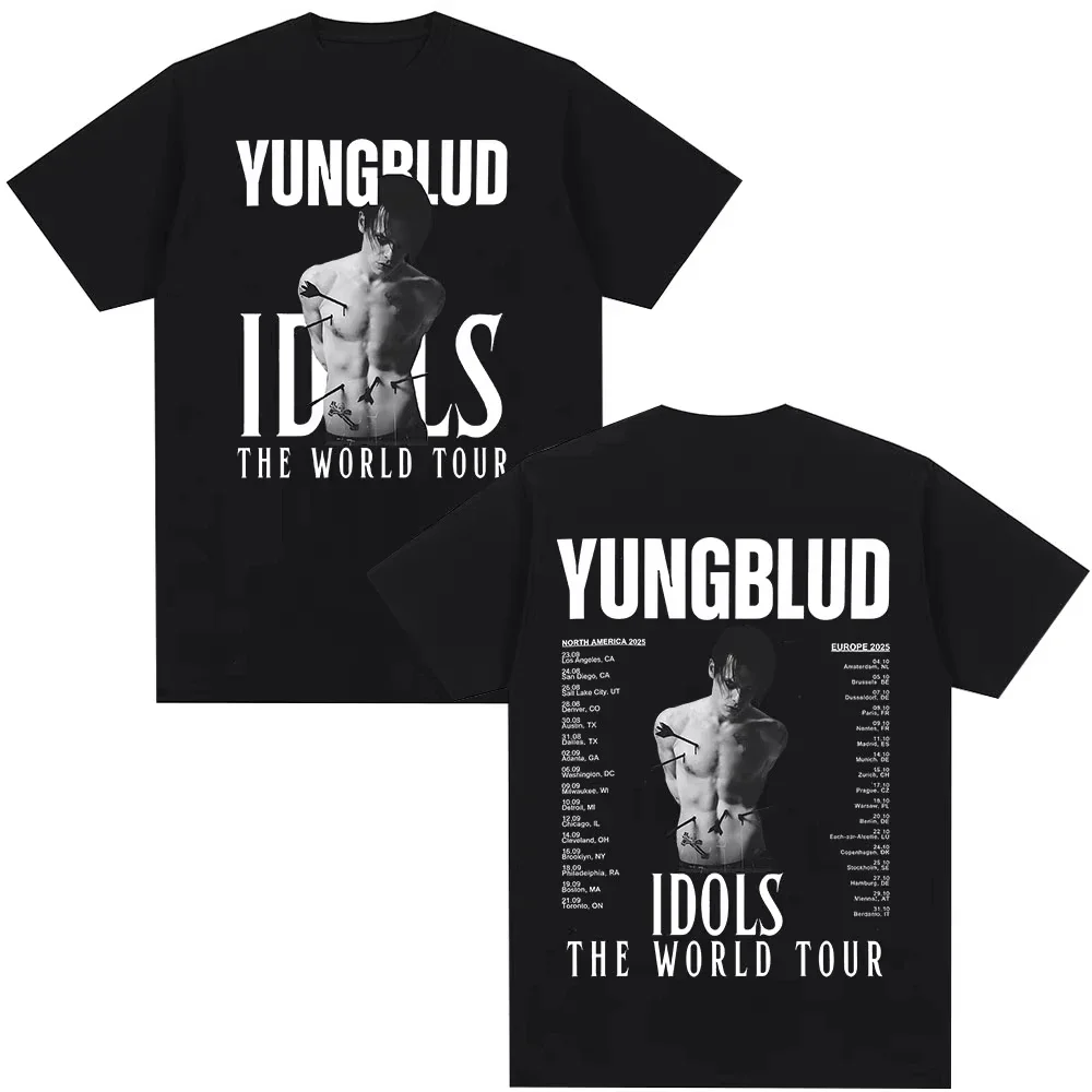 Yungblud IDOLS The World Tour 2025, футболка большого размера для женщин и мужчин, летняя забавная футболка из 100% хлопка с короткими рукавами, футболки с графикой
Yungblud IDOLS The World Tour 2025, футболка большого размера для женщин и мужчин, летняя забавная футболка из 100% хлопка с короткими рукавами, футболки с графикой