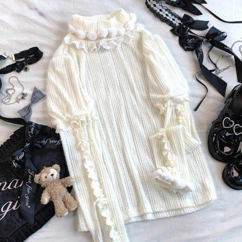 Pink Japanese Kawaii Lolita Knitted Sweater Women Sweet Plush Ball Turtleneck Pullover Female Vintage Elegant Knit Jumpers Tops
Pink Japanese Kawaii Lolita Knitted Sweater Women Sweet Plush Ball Turtleneck Pullover Female Vintage Elegant Knit Jumpers Tops