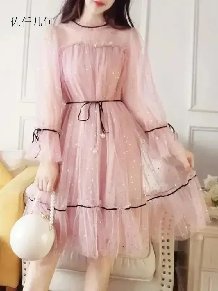 2025 New Sweet First Love Pink Women Dresses Mesh Dress Preppy Style Long Sleeve Bandage Dresses Female
2025 New Sweet First Love Pink Women Dresses Mesh Dress Preppy Style Long Sleeve Bandage Dresses Female