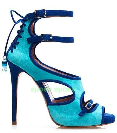 Lady Elegant Blue Suede Lace-Up Cut-Out Pumps Sandals Open Toe Buckle Strap Suede Hollow Design Pumps Summer Footwear Size 34-46
Lady Elegant Blue Suede Lace-Up Cut-Out Pumps Sandals Open Toe Buckle Strap Suede Hollow Design Pumps Summer Footwear Size 34-46