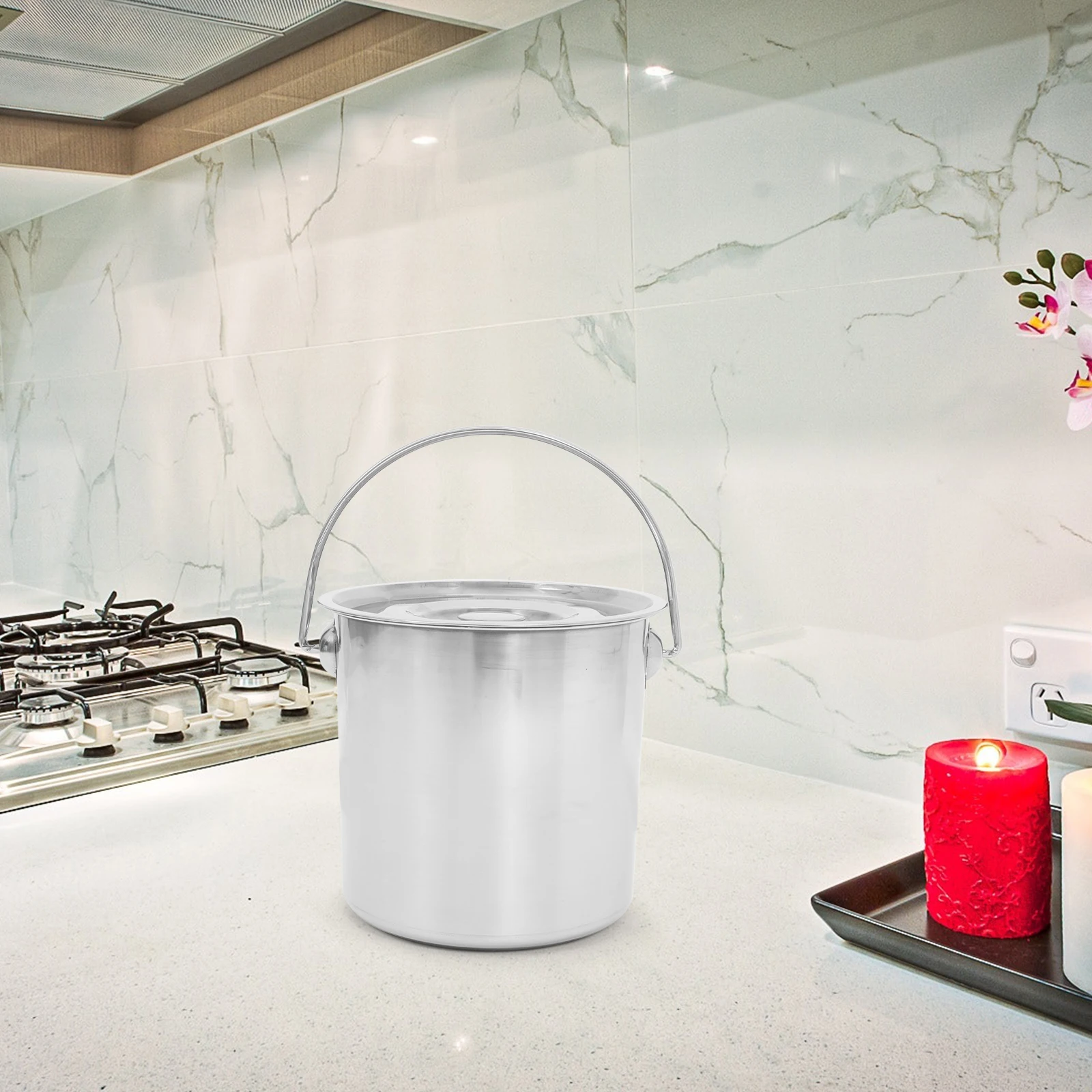 Stainless Steel Bucket Material Large Capacity Metal Container with Lid Milk Pail Dog Food Storage Tin Handle Versatile 
Stainless Steel Bucket Material Large Capacity Metal Container with Lid Milk Pail Dog Food Storage Tin Handle Versatile