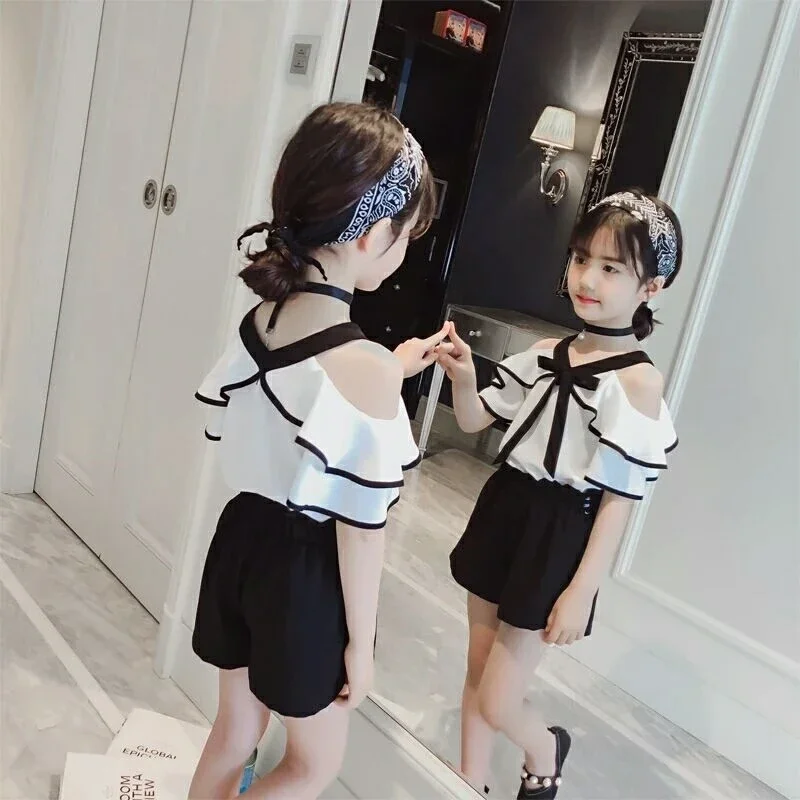 Girls Summer Thin Style Set Fashiona Two Piece Set Children's Strap Short Sleeve Suit 10 11 12 Year Old Korean Fashion Clothing
Girls Summer Thin Style Set Fashiona Two Piece Set Children's Strap Short Sleeve Suit 10 11 12 Year Old Korean Fashion Clothing