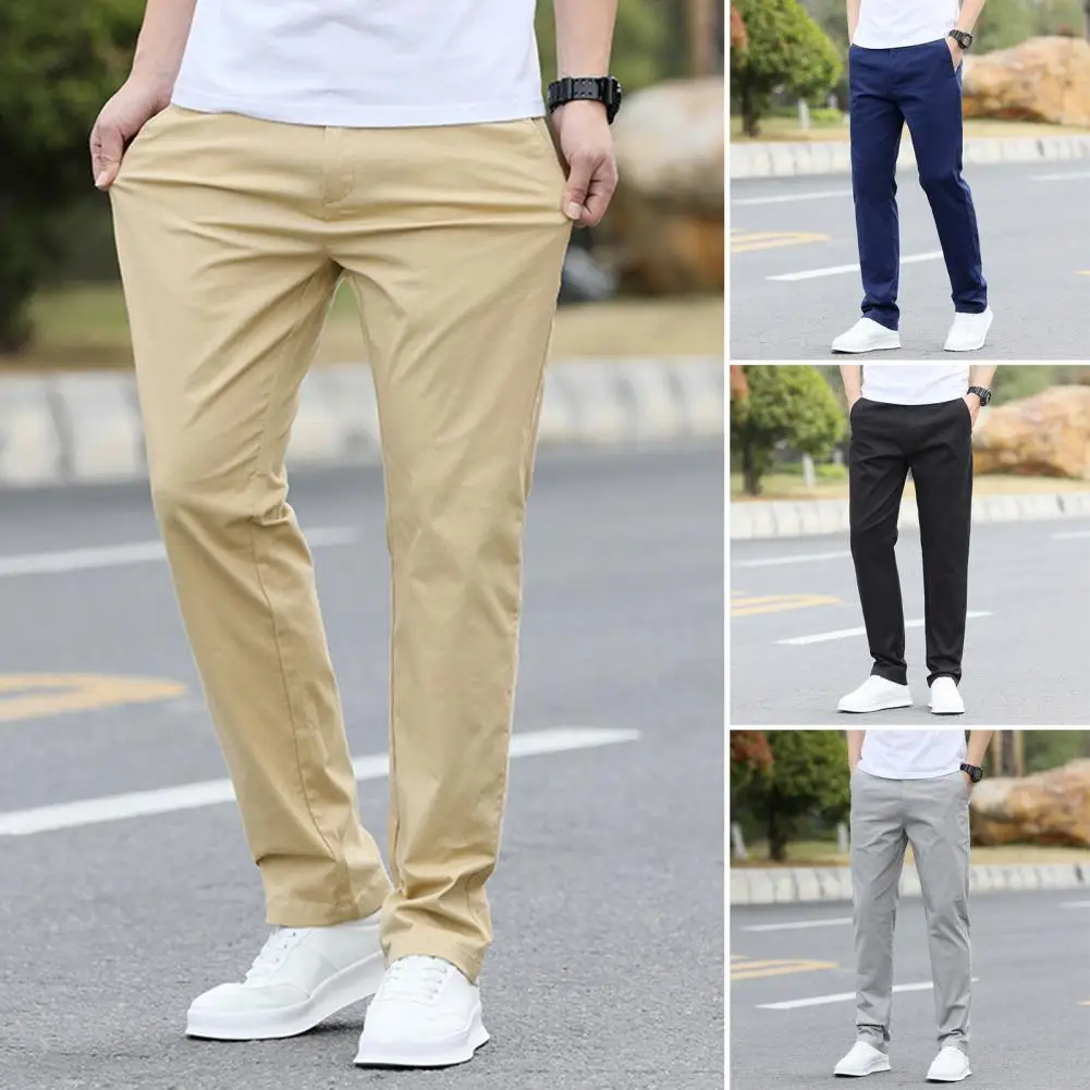 Men Pants Versatile Men's Casual Pants Loose Fit Stretchy Straight Trousers for Daily Wear Solid Color Button-zipper Closure Mid
Men Pants Versatile Men's Casual Pants Loose Fit Stretchy Straight Trousers for Daily Wear Solid Color Button-zipper Closure Mid