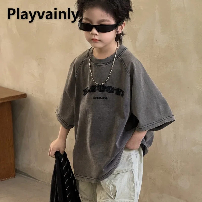 Summer Boys Letter T-shirt Retro Grey Round Collar Raglan Short Sleeve Casual Tees Pullover Tops Casual Children Clothes A85062
Summer Boys Letter T-shirt Retro Grey Round Collar Raglan Short Sleeve Casual Tees Pullover Tops Casual Children Clothes A85062