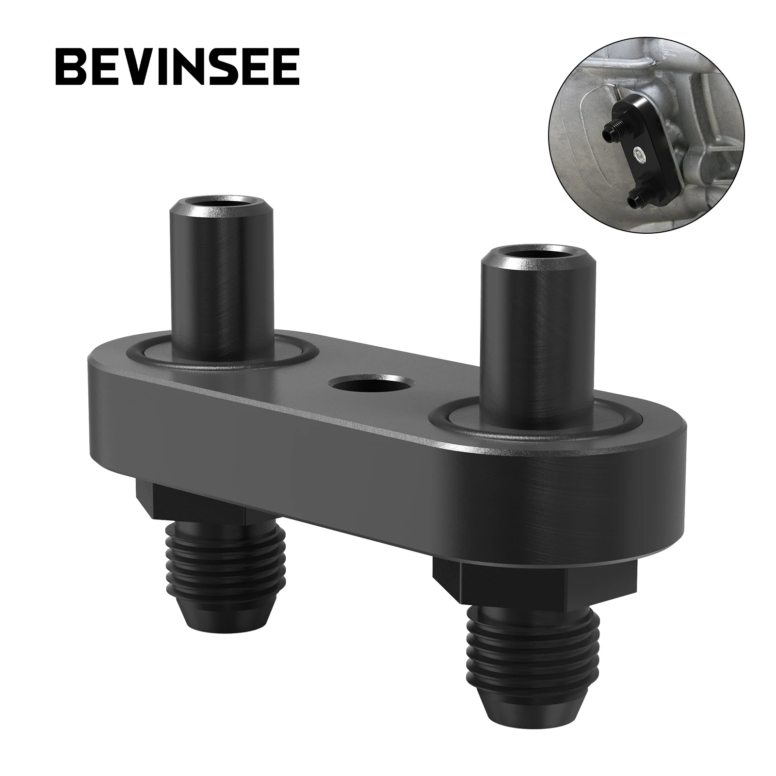 BEVINSEE Transmission Cooler Line Adapter Plate w/6AN Fittings Seal for 6L80E 6L90E 8L90E
BEVINSEE Transmission Cooler Line Adapter Plate w/6AN Fittings Seal for 6L80E 6L90E 8L90E