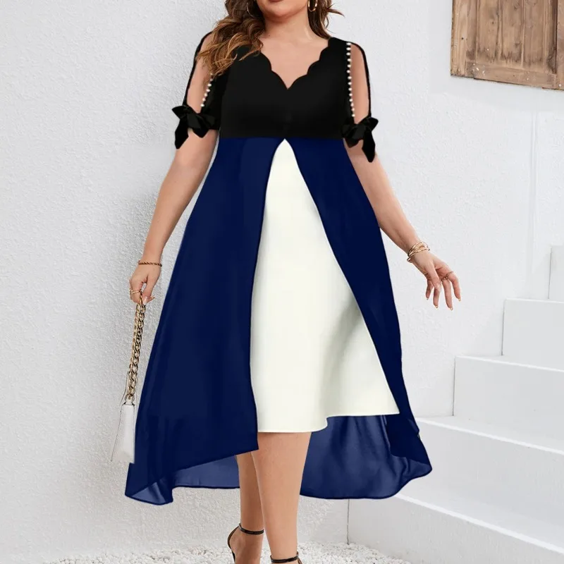 2025 Spring and Summer New Women's V-Neck Patchwork Fake Two-Piece Irregular Sleeve Dress
2025 Spring and Summer New Women's V-Neck Patchwork Fake Two-Piece Irregular Sleeve Dress
