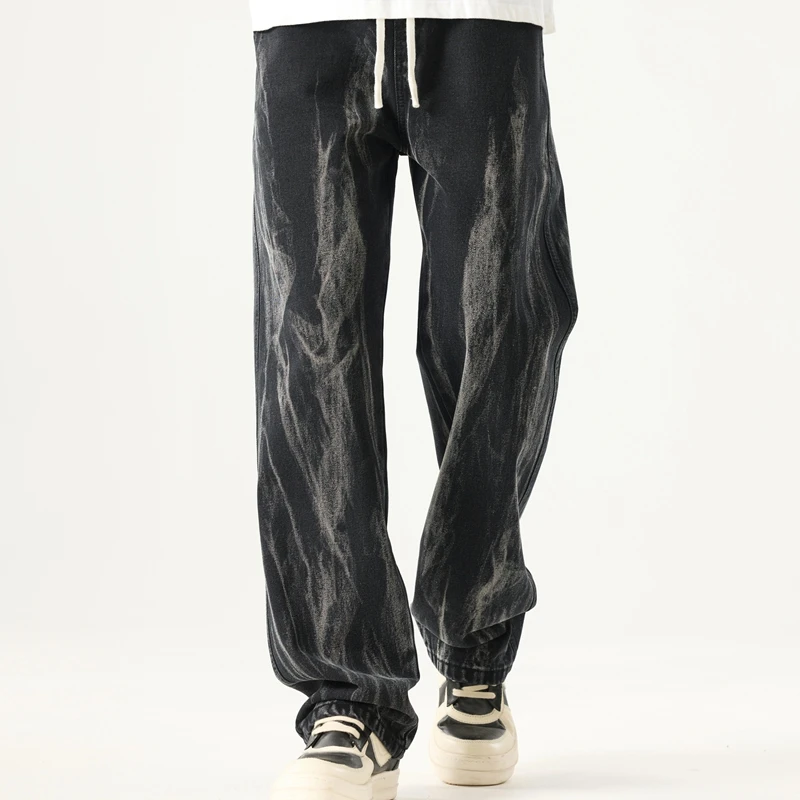 Men's Black Tie-Dye Jeans Elastic Waist Drawstring Loose Wide Leg Straight Leg Non-Stretch Denim Pants Streetwear
Men's Black Tie-Dye Jeans Elastic Waist Drawstring Loose Wide Leg Straight Leg Non-Stretch Denim Pants Streetwear