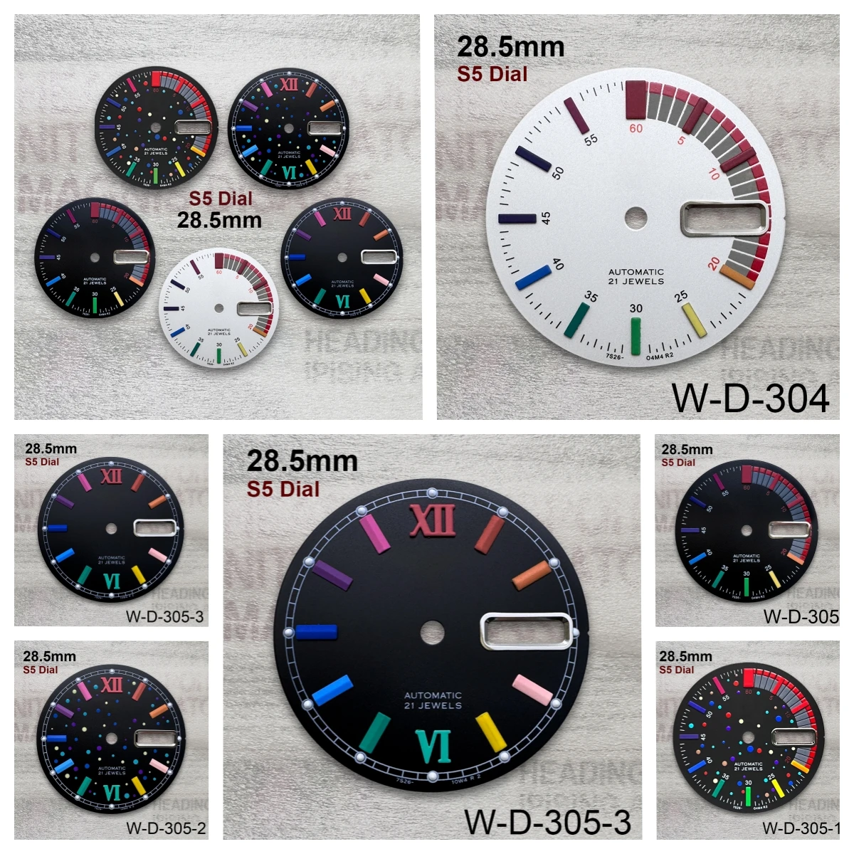 28.5mm S Logo Rome Dial Suitable For NH36/4R36 Movement Colorful Dual Calendar Quality Watch Refit Accessories 
28.5mm S Logo Rome Dial Suitable For NH36/4R36 Movement Colorful Dual Calendar Quality Watch Refit Accessories