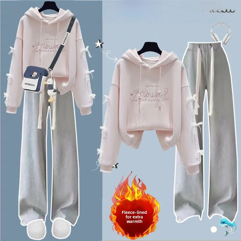 Thiened Fce Hoodie Sweatirt And High Waist Pants Two-Piece Set for Girls College Sle Casual Sports Outfit
Thiened Fce Hoodie Sweatirt And High Waist Pants Two-Piece Set for Girls College Sle Casual Sports Outfit