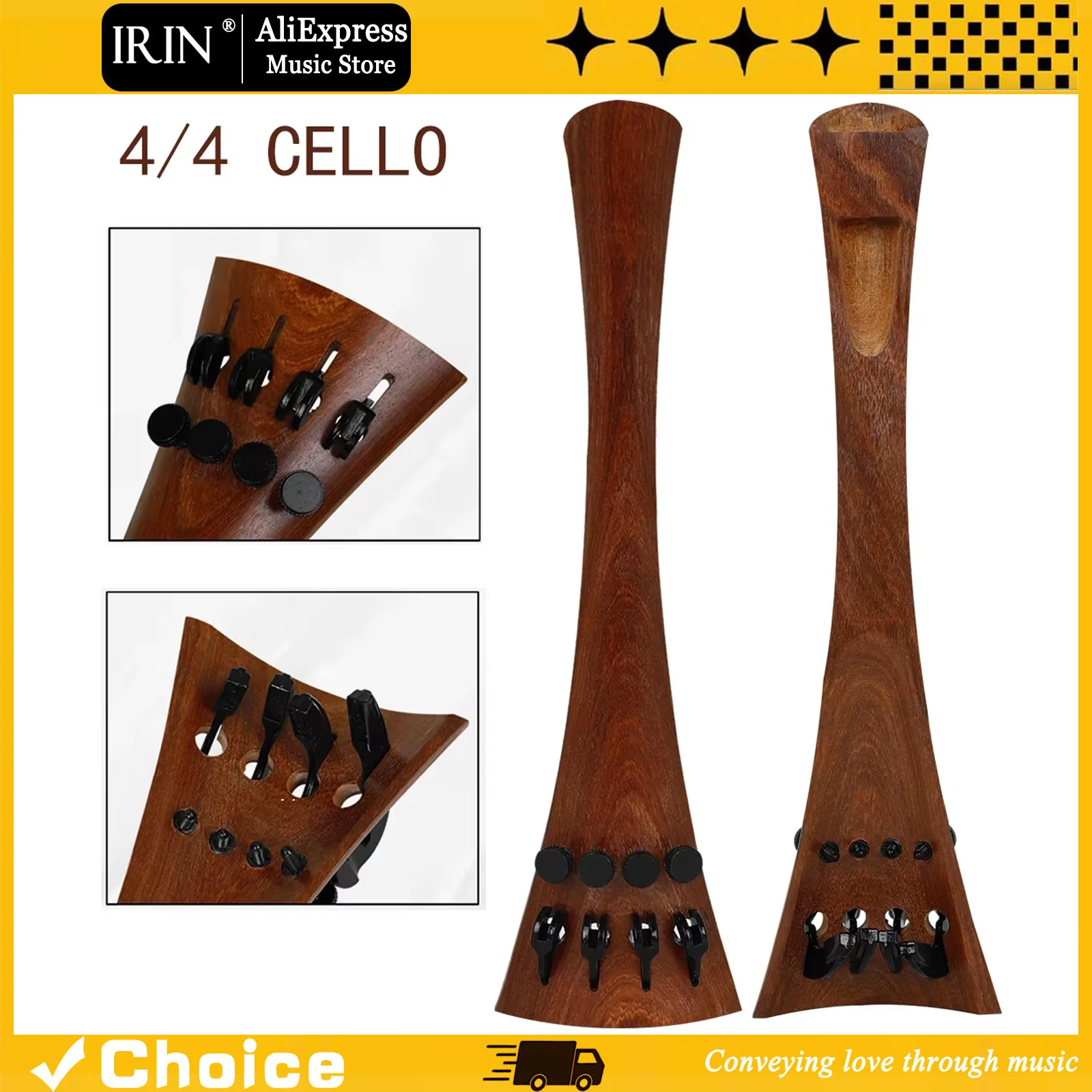 4/4 Cello Tailpiece Plate Cello One-piece Structure Redwood String Plate with Adjustable Four Fine Tuners Cello Replacement Part
4/4 Cello Tailpiece Plate Cello One-piece Structure Redwood String Plate with Adjustable Four Fine Tuners Cello Replacement Part