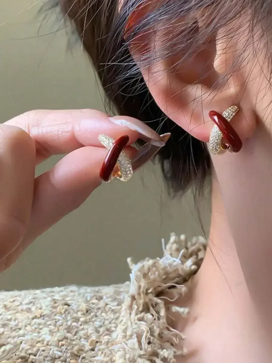 Red Cross Design Stud Earrings With Crystal Accents For Women
Red Cross Design Stud Earrings With Crystal Accents For Women