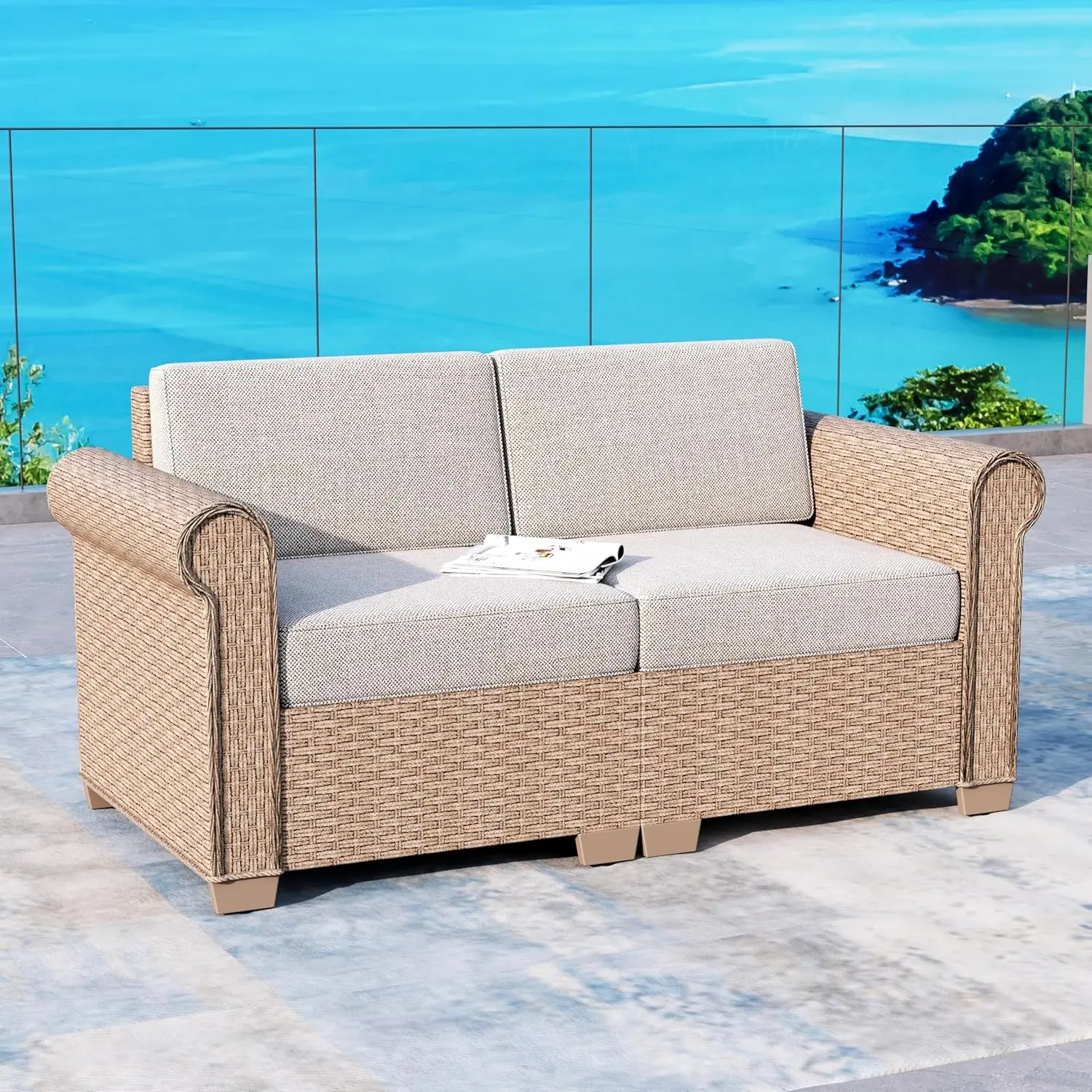 2-Seat Rattan Loveseat 5.5" Waterproof Cushions All-Weather Outdoor Lawn Backyard Garden Deck, Customized
2-Seat Rattan Loveseat 5.5" Waterproof Cushions All-Weather Outdoor Lawn Backyard Garden Deck, Customized