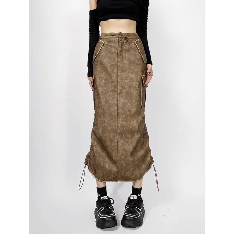 Retro Distressed Colored Leather Skirt for Women High Waist Slimming All-Matching Back Slit Pleating Suit Skirt Leather Skirt
Retro Distressed Colored Leather Skirt for Women High Waist Slimming All-Matching Back Slit Pleating Suit Skirt Leather Skirt