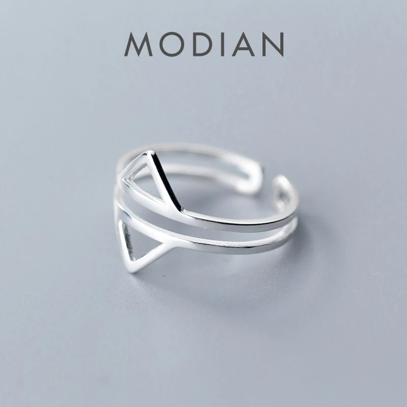 Modian Authentic 925 Sterling Silver Simple Double-sided Triangle Ring for Women Geometric Open Adjustable Finger Ring Jewelry
Modian Authentic 925 Sterling Silver Simple Double-sided Triangle Ring for Women Geometric Open Adjustable Finger Ring Jewelry