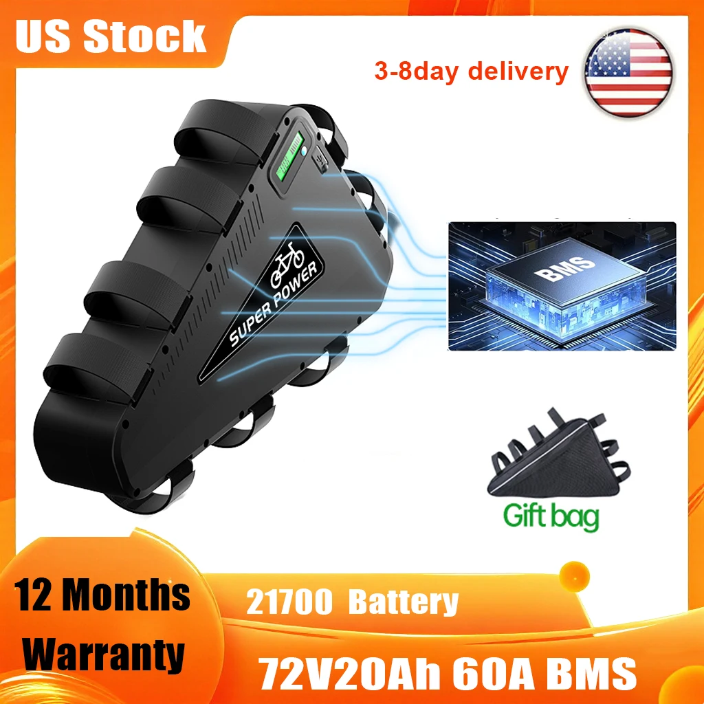 Triangle 21700 72V20Ah Ebike Batterey Downtube Lithium Ion Battery Pack for E-bike 72V 1000W 1500W 2000W 3000W Electric Bicycle Conersion
Triangle 21700 72V20Ah Ebike Batterey Downtube Lithium Ion Battery Pack for E-bike 72V 1000W 1500W 2000W 3000W Electric Bicycle Conersion
