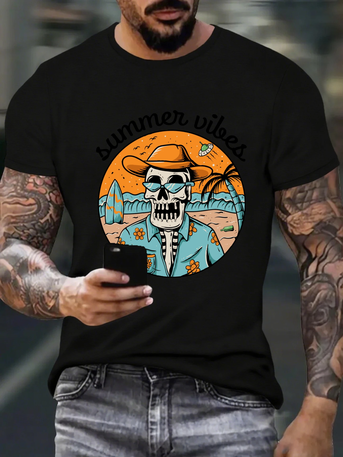 Men's Vintage Skeleton Beach T-Shirt Retro Summer Casual Streetwear Cotton Tops
Men's Vintage Skeleton Beach T-Shirt Retro Summer Casual Streetwear Cotton Tops