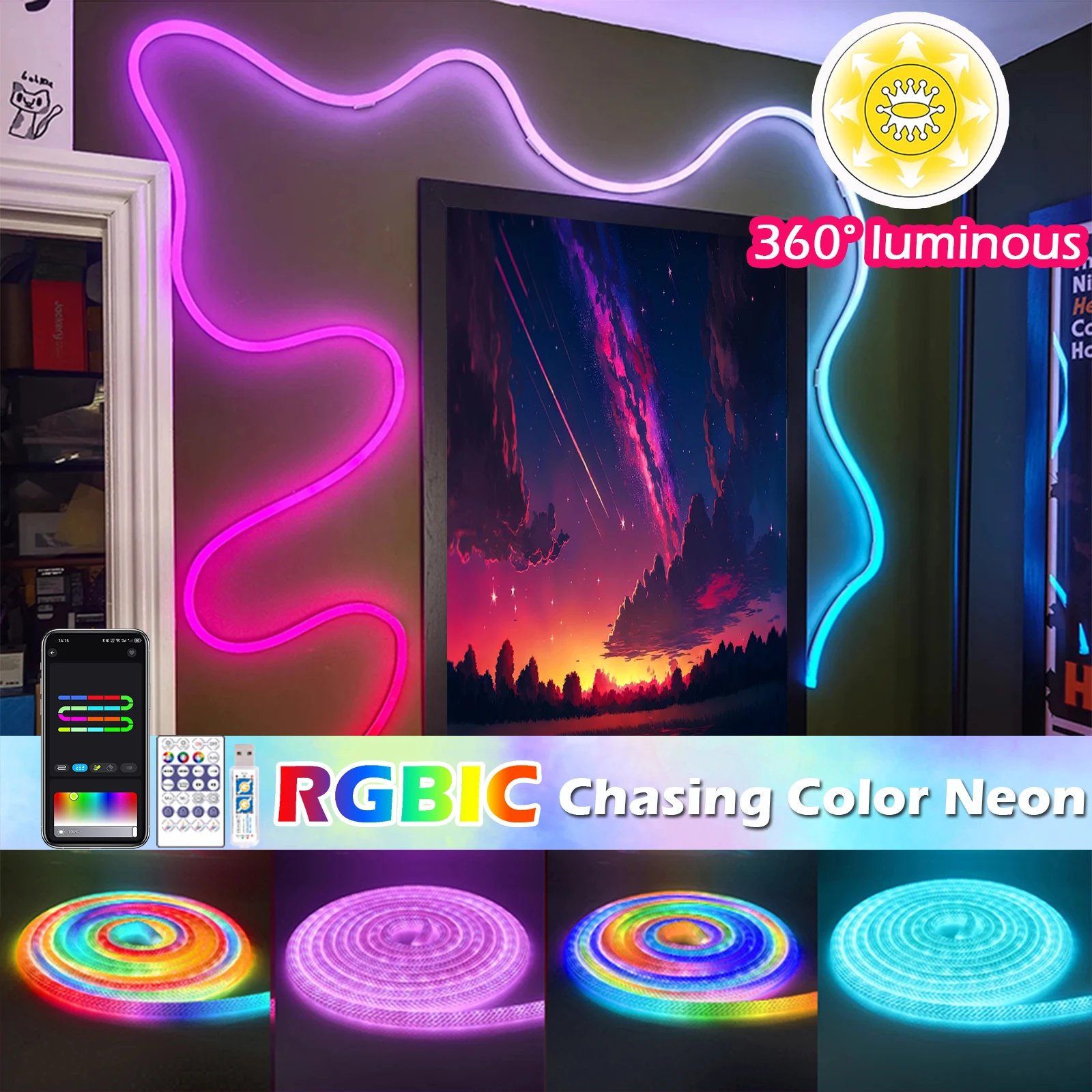USB 360 с питанием 5В постоянного тока ° Круглая светодиодная RGB-лента с эффектом переливающихся цветов, нейлоновая гирлянда для декора спальни
USB 360 с питанием 5В постоянного тока ° Круглая светодиодная RGB-лента с эффектом переливающихся цветов, нейлоновая гирлянда для декора спальни