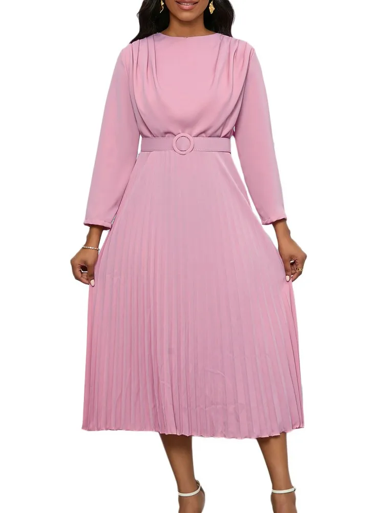 Women's Elegant Pleated Dress Autumn Fashion Commuter OL Solid Office Dress Big Size African Wear Robe Party Vestido Midi Casual
Women's Elegant Pleated Dress Autumn Fashion Commuter OL Solid Office Dress Big Size African Wear Robe Party Vestido Midi Casual