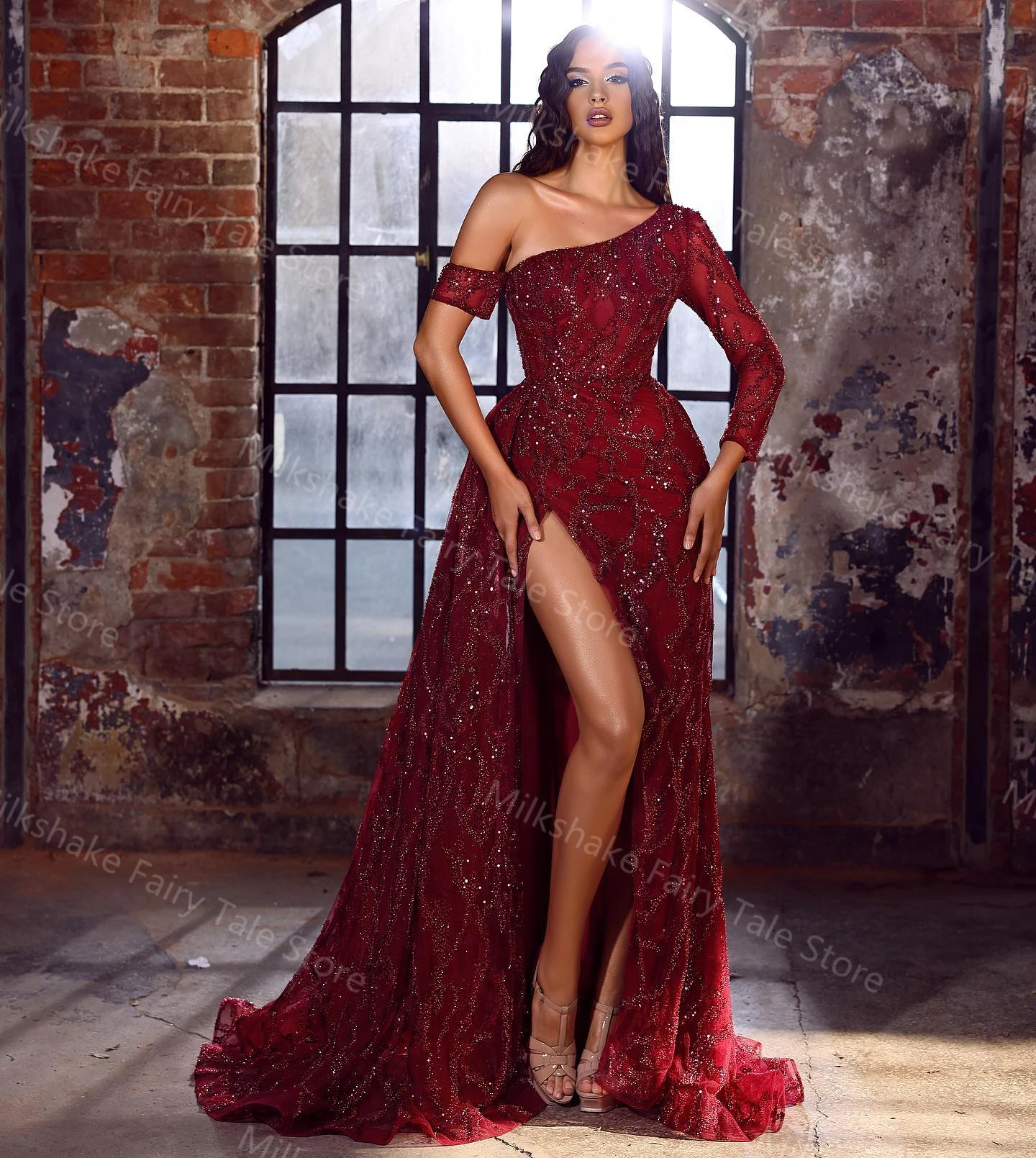 Charming Red Evening Dresses One Shoulder Long Sleeve Formal Prom Dress Off The Shoulder Sexy High Split Gowns Robe De Soiree
Charming Red Evening Dresses One Shoulder Long Sleeve Formal Prom Dress Off The Shoulder Sexy High Split Gowns Robe De Soiree