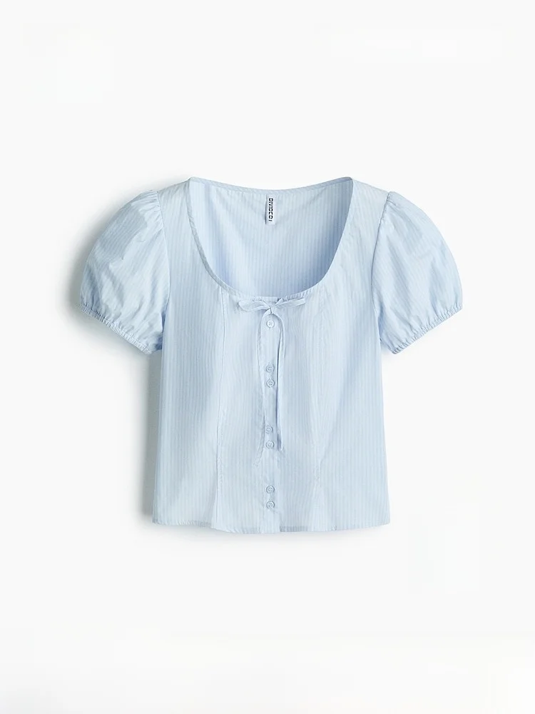 Fashionable Women's Shirt HM Bubble Sleeve Tie Dye Top Cotton Casual Style round Neck Short Sleeve Button down
Fashionable Women's Shirt HM Bubble Sleeve Tie Dye Top Cotton Casual Style round Neck Short Sleeve Button down