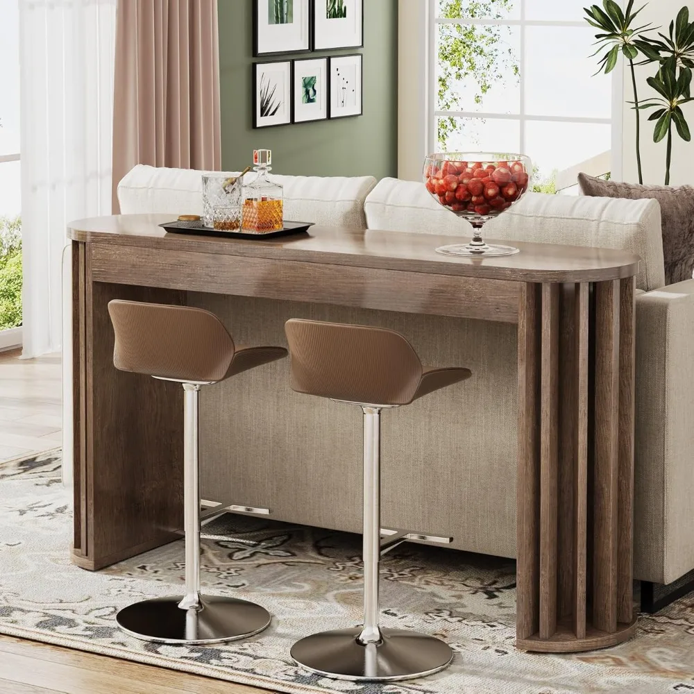 59" Long Bar Table, Farmhouse Kitchen Counter Height Table with Sturdy Frame, Wooden Bar Height Pub Table for Dining 
59" Long Bar Table, Farmhouse Kitchen Counter Height Table with Sturdy Frame, Wooden Bar Height Pub Table for Dining