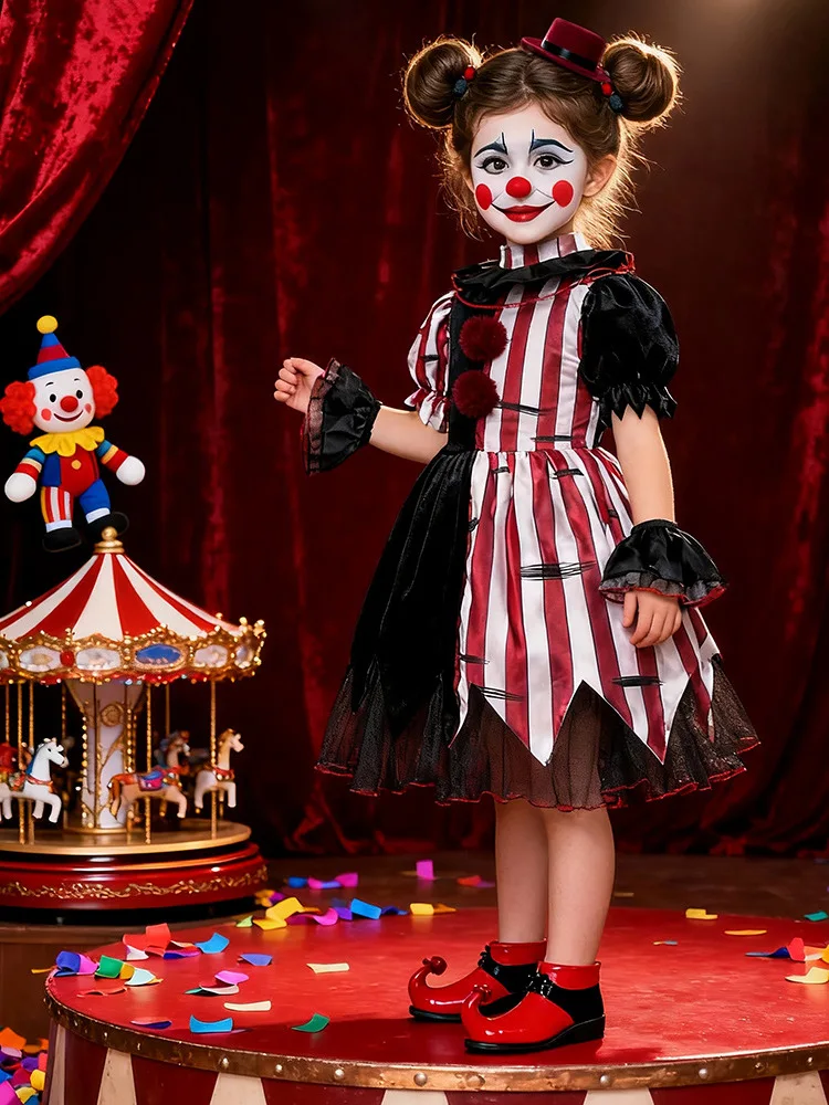 Scary Circus Themed Halloween Costume Set for Girls Zombie Clown Makeup Dance Performance Outfit Children's Party Attire
Scary Circus Themed Halloween Costume Set for Girls Zombie Clown Makeup Dance Performance Outfit Children's Party Attire