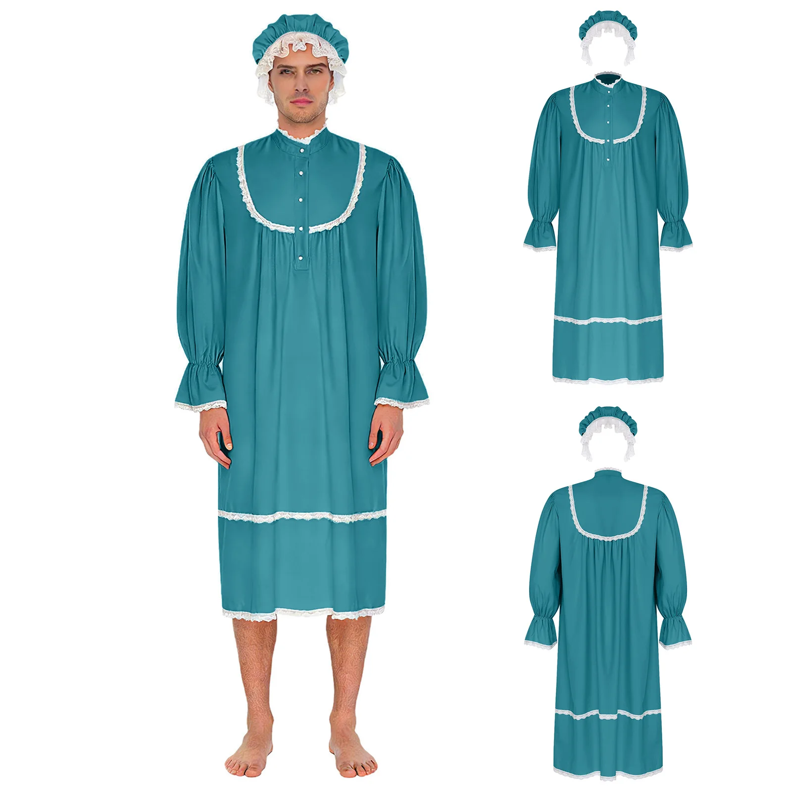 Men Fashion Pajamas Party Dress Up Renaissance Gothic Victorian Style Nightgown with Hat Night Dress Sleep Robe Daily Nightwear
Men Fashion Pajamas Party Dress Up Renaissance Gothic Victorian Style Nightgown with Hat Night Dress Sleep Robe Daily Nightwear