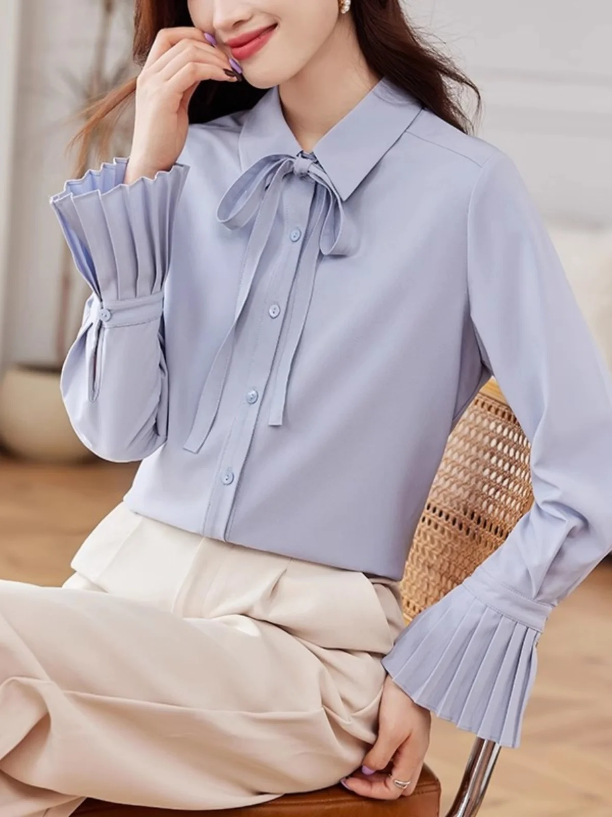 Elegant Collar Knot Long Sleeve Shirt Women's Spring Style 2026 Autumn Winter New Commute Shirt Ladies Top
Elegant Collar Knot Long Sleeve Shirt Women's Spring Style 2026 Autumn Winter New Commute Shirt Ladies Top