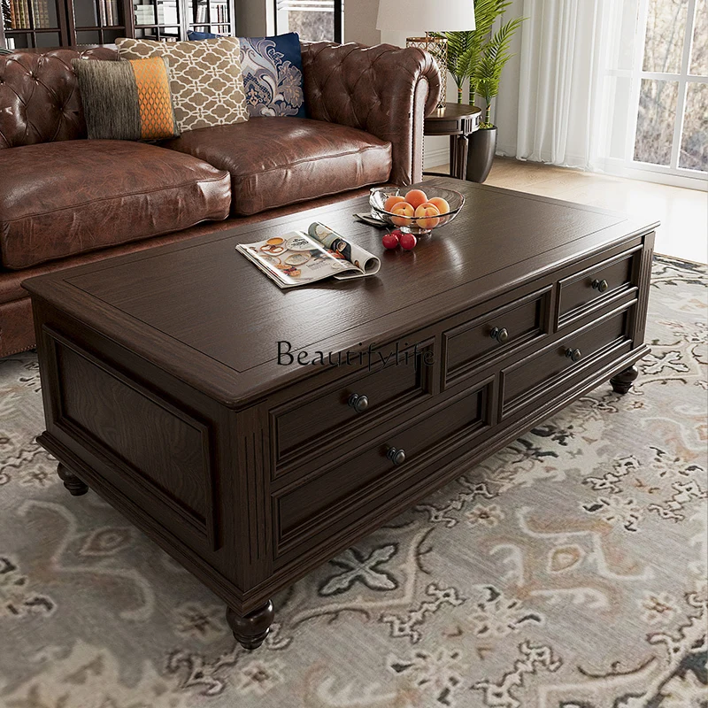 American solid wood living room household small apartment retro coffee table full drawer coffee table
American solid wood living room household small apartment retro coffee table full drawer coffee table