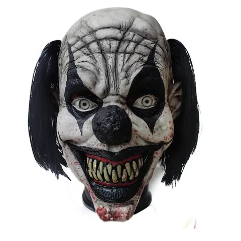Funny Smile Clown Mask Black Halloween Latex Party Mask Props Joker Маска Scary Ball Headgear Prop Carnival Decor Adult One Size