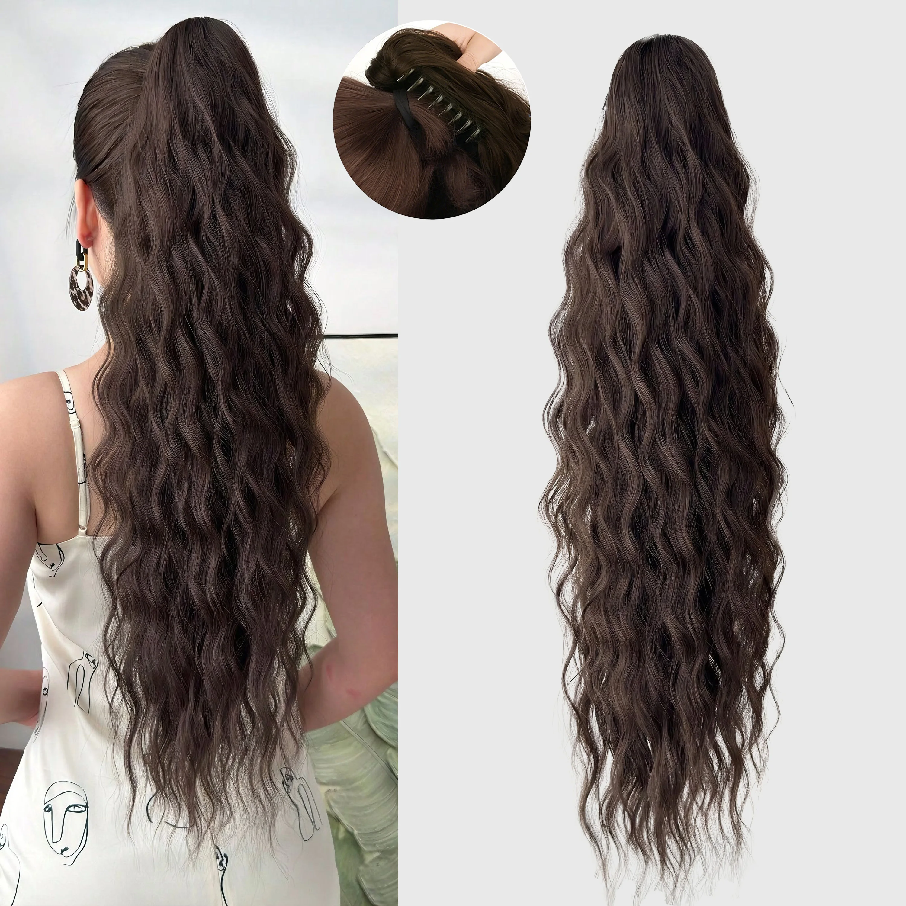 Elegant Wigs Clip Ponytail Hair Extensions with Water Ripple Long Curly Hair Fluffy Stylish Perfect for Women in Any Occasion
Elegant Wigs Clip Ponytail Hair Extensions with Water Ripple Long Curly Hair Fluffy Stylish Perfect for Women in Any Occasion