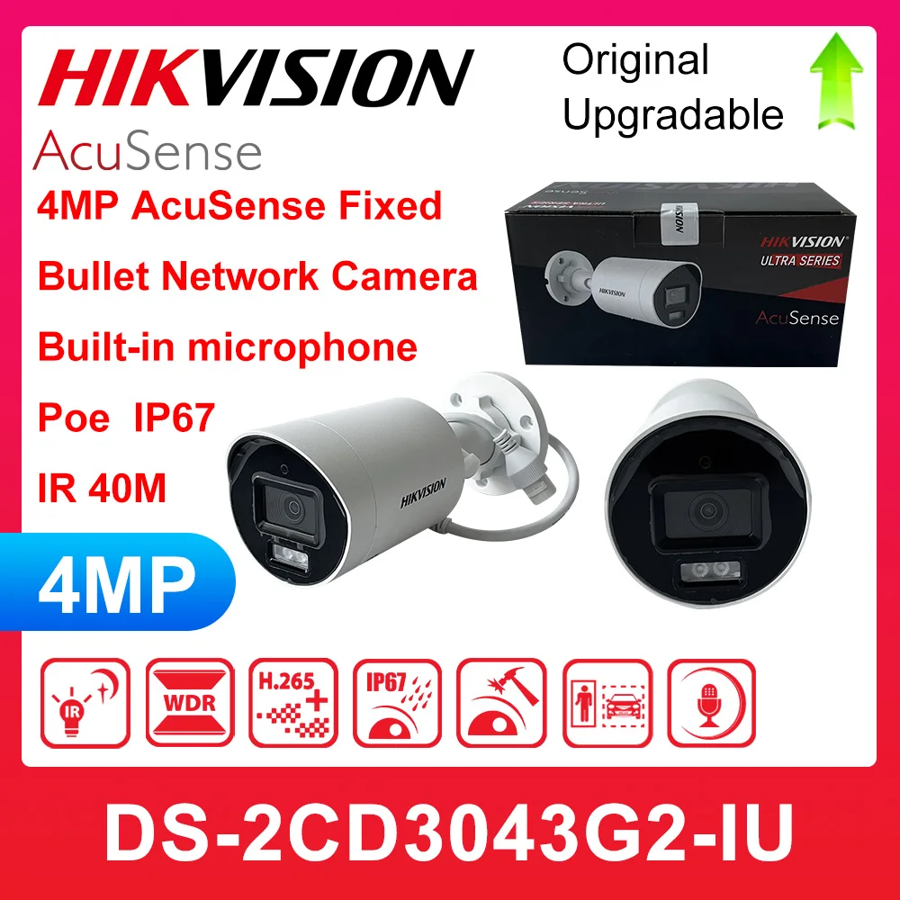 Hikvision DS-2CD3043G2-IU Replace DS-2CD2043G2-IU 4MP Resolution WDR AcuSense Fixed Bullet Network Camera PoE IP67 CCTV System
Hikvision DS-2CD3043G2-IU Replace DS-2CD2043G2-IU 4MP Resolution WDR AcuSense Fixed Bullet Network Camera PoE IP67 CCTV System