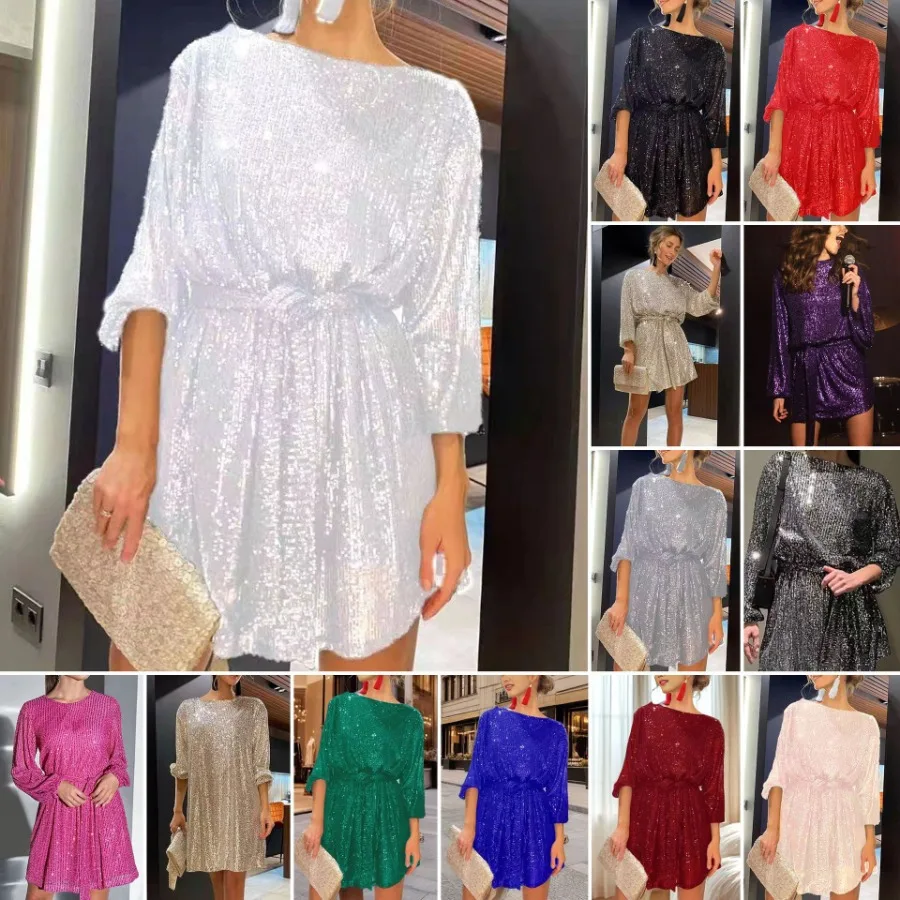 【New style】2026 European and American Festival Party Shimmering beaded dress small dress dress
【New style】2026 European and American Festival Party Shimmering beaded dress small dress dress