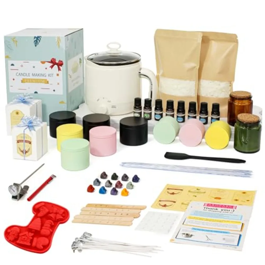 Premium Candle Making Kit for Adults with Electric Wax Melter DIY Candle Supplies All-in-One Wax Wicks Fragrance Oils Tools in
Premium Candle Making Kit for Adults with Electric Wax Melter DIY Candle Supplies All-in-One Wax Wicks Fragrance Oils Tools in