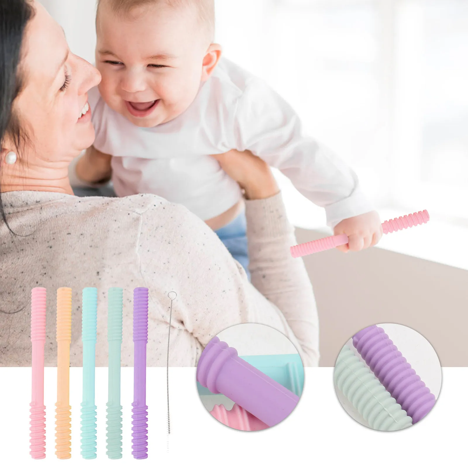 1 set 1 Set Teething Silicone Teether Tubes For Baby Food-Grade Chewing Flexible Molar Relief Drooling Pain
1 set 1 Set Teething Silicone Teether Tubes For Baby Food-Grade Chewing Flexible Molar Relief Drooling Pain