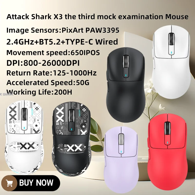 Беспроводная игровая мышь Attack Shark X3, pixart Paw3395 26000 Dpi, Bluetooth/2,4 ГГц/проводной трехрежимный, перезаряжаемый аккумулятор часов
Беспроводная игровая мышь Attack Shark X3, pixart Paw3395 26000 Dpi, Bluetooth/2,4 ГГц/проводной трехрежимный, перезаряжаемый аккумулятор часов