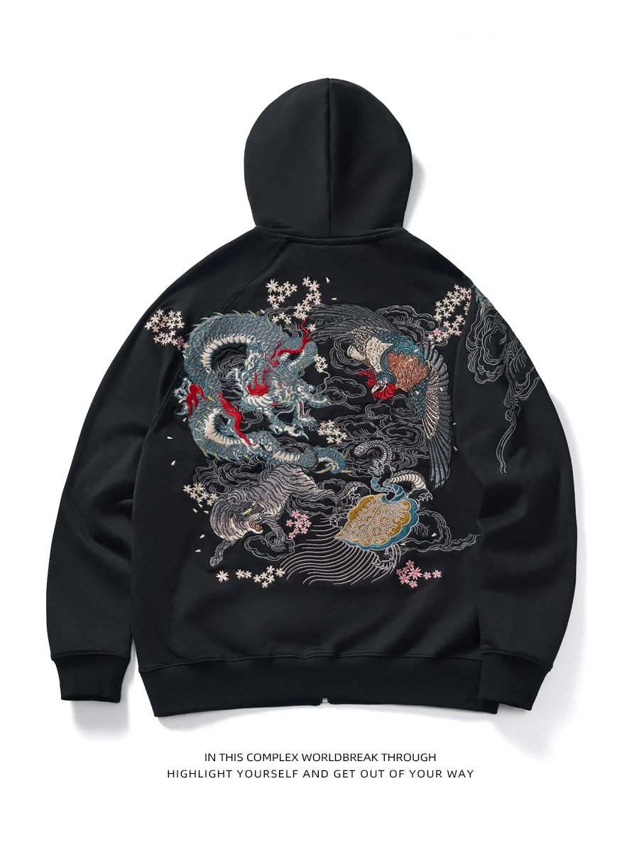 Pure Cotton Heavyweight Embroidery Hooded Zipper Sweatirt Men's Jaet Dragon Tiger Design Casual Comfortable Autumn Wear
Pure Cotton Heavyweight Embroidery Hooded Zipper Sweatirt Men's Jaet Dragon Tiger Design Casual Comfortable Autumn Wear