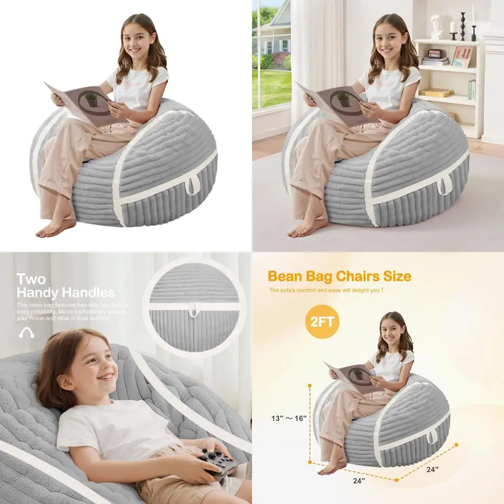 Кресло-мешок с наполнителем из пены с эффектом памяти, 2 фута, маленькое, удобное, для класса, гостиной, спальни - светло-серое и белое
Кресло-мешок с наполнителем из пены с эффектом памяти, 2 фута, маленькое, удобное, для класса, гостиной, спальни - светло-серое и белое