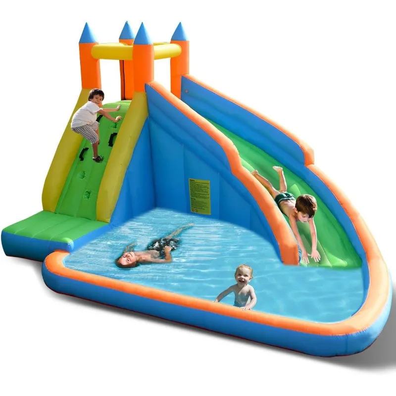 Inflatable Water Slide, Giant Bouncy Water Park Jump Castle Waterslide for Kids Backyard Outdoor Fun with Climbing Wall,
Inflatable Water Slide, Giant Bouncy Water Park Jump Castle Waterslide for Kids Backyard Outdoor Fun with Climbing Wall,