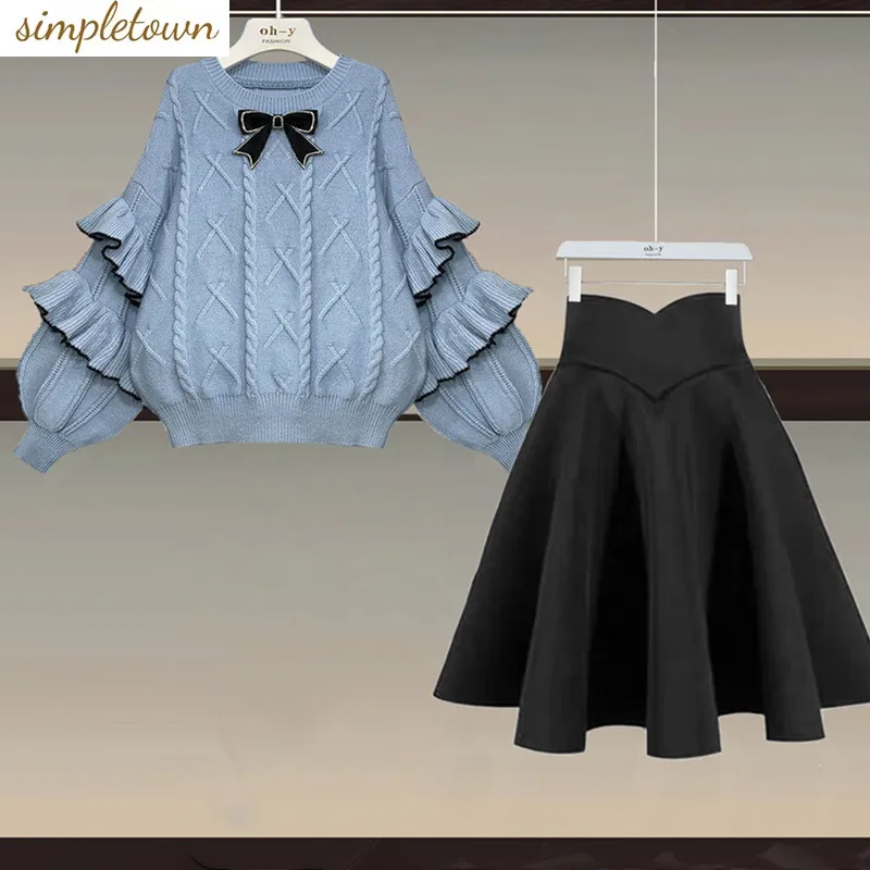 Large Women's Autumn and Winter Set 2023 New Slim Lantern Sleeves Knitted Sweater Half Umbrella Skirt Two Piece Set
Large Women's Autumn and Winter Set 2023 New Slim Lantern Sleeves Knitted Sweater Half Umbrella Skirt Two Piece Set